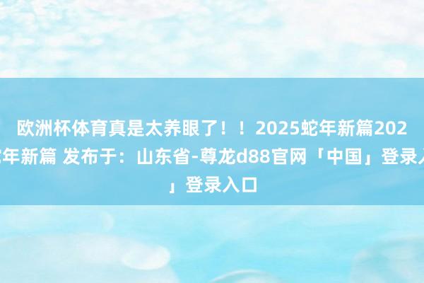 欧洲杯体育真是太养眼了！！2025蛇年新篇2025蛇年新篇 发布于：山东省-尊龙d88官网「中国」登录入口
